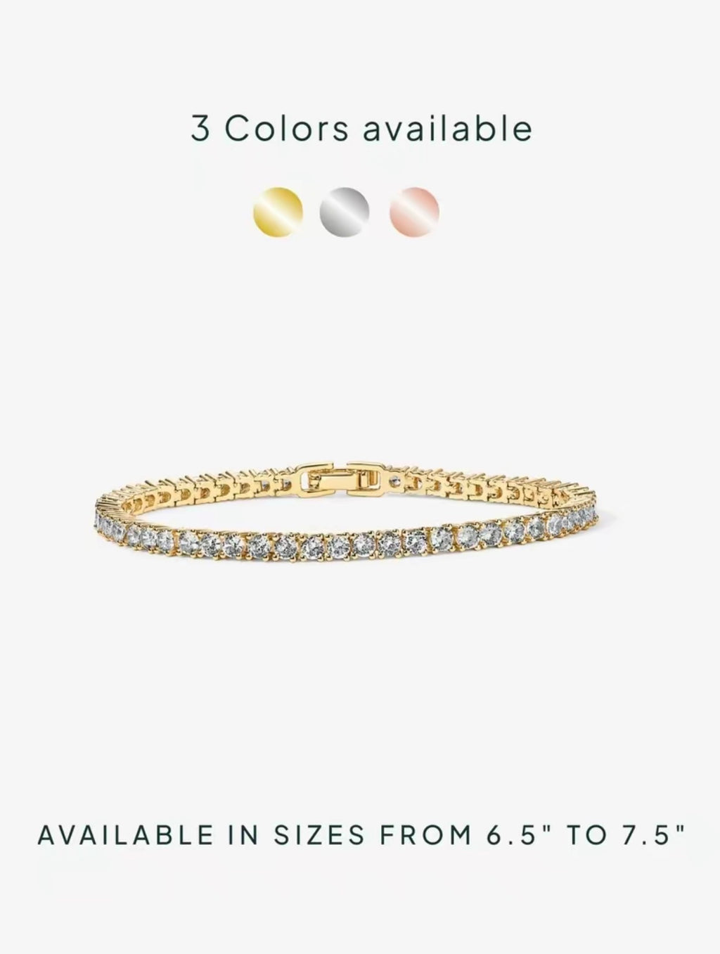 Amore 14K Gold Plated 3mm Cubic Zirconia Classic Tennis Bracelet