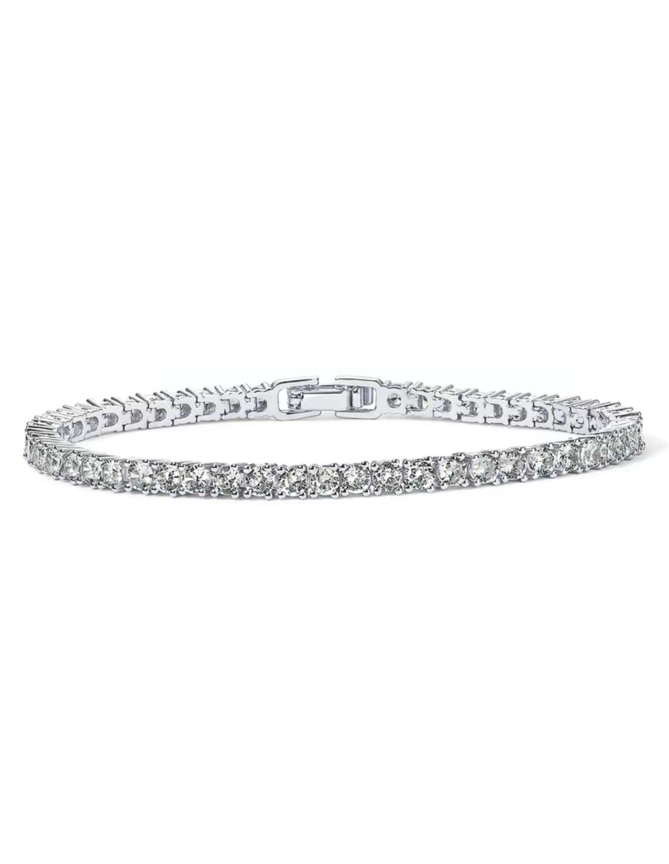 Amore 14K Gold Plated 3mm Cubic Zirconia Classic Tennis Bracelet