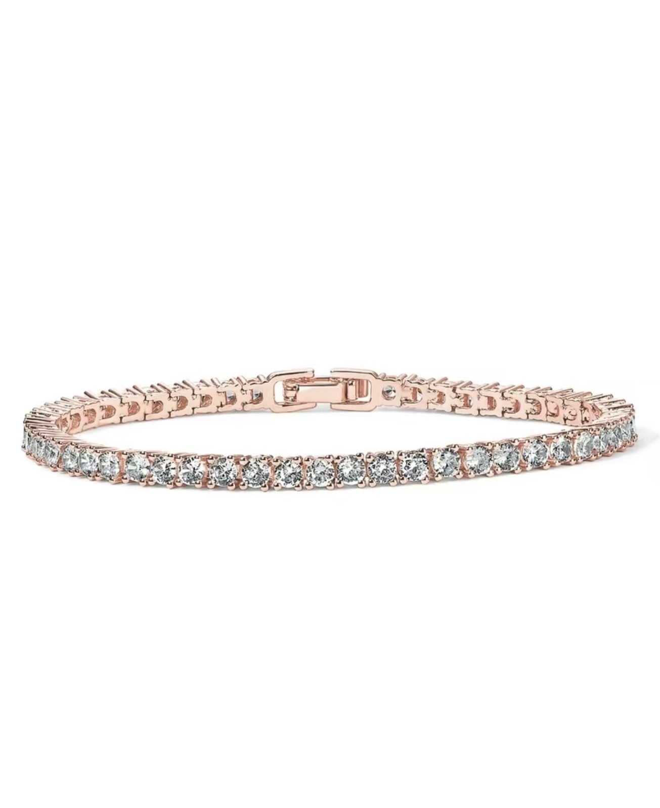 Amore 14K Gold Plated 3mm Cubic Zirconia Classic Tennis Bracelet