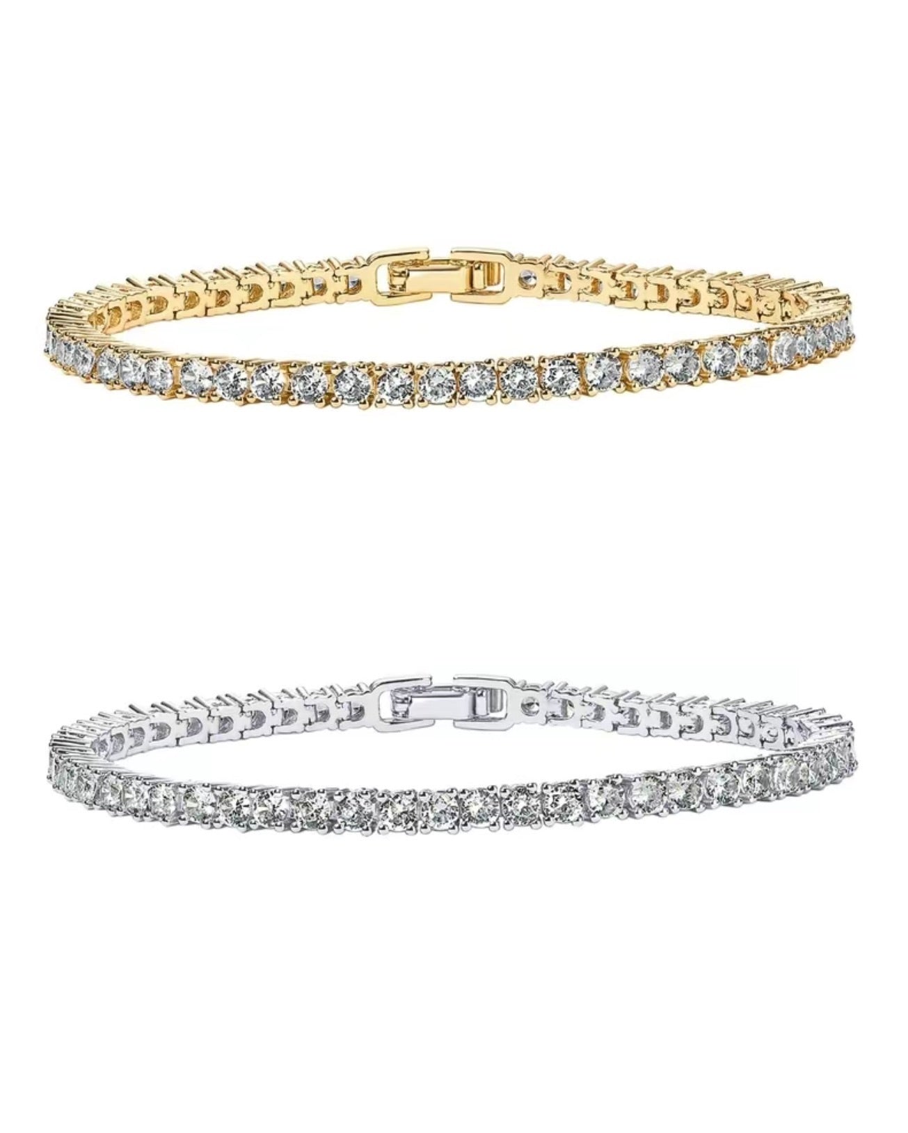 Amore 14K Gold Plated 3mm Cubic Zirconia Classic Tennis Bracelet